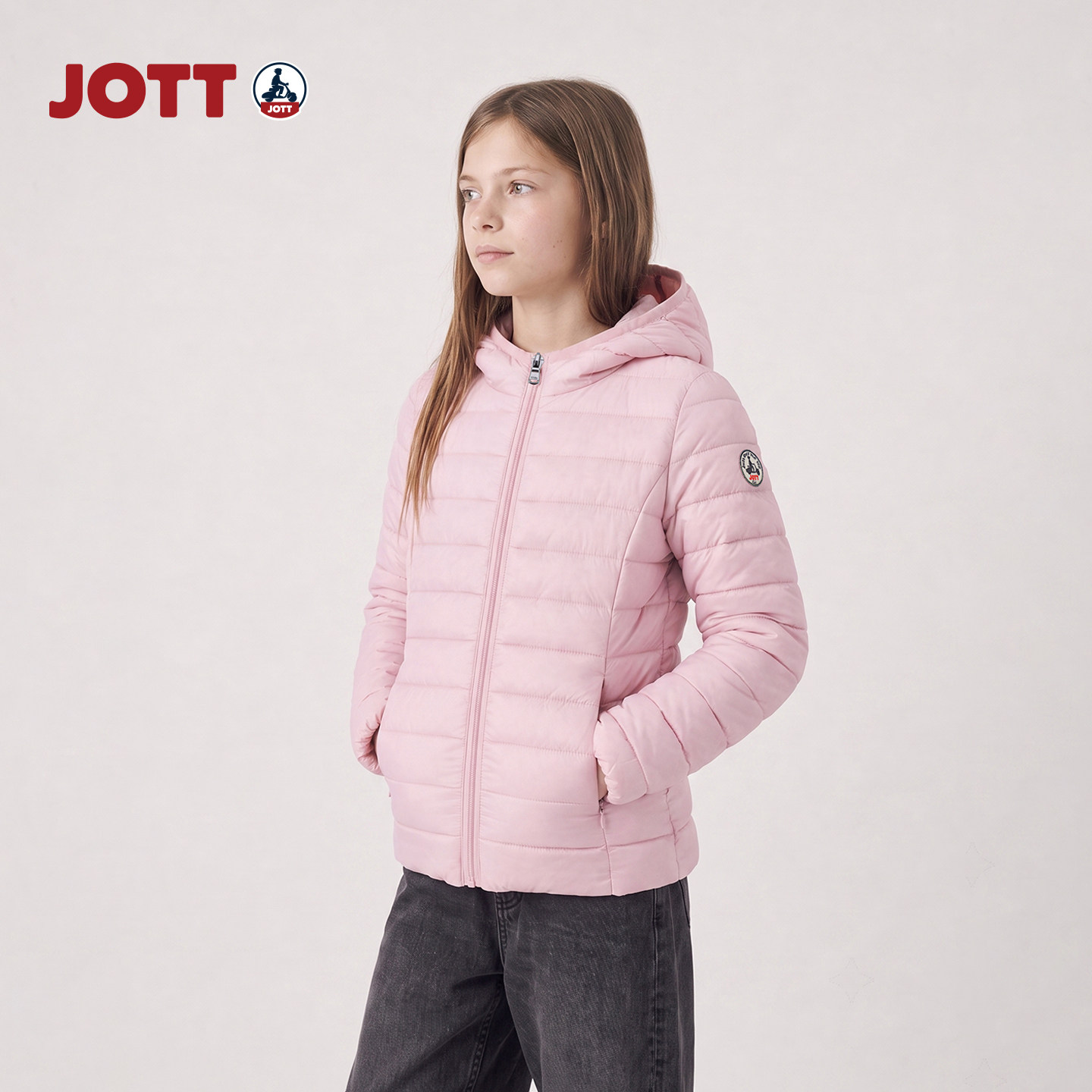 JOTT/儿童轻薄排骨服连帽长袖羽绒服简约时尚轻量男女童装外套图片