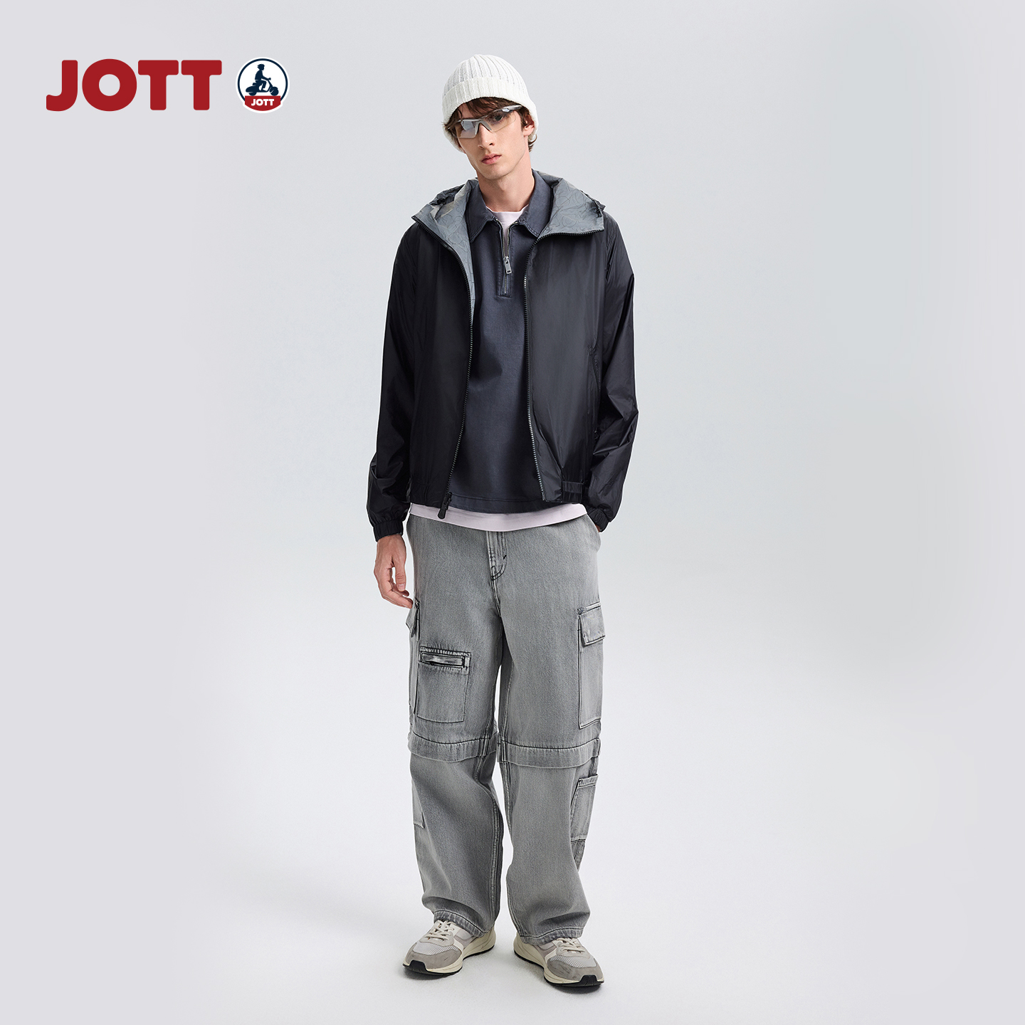 JOTT男士春秋两面穿连帽夹克