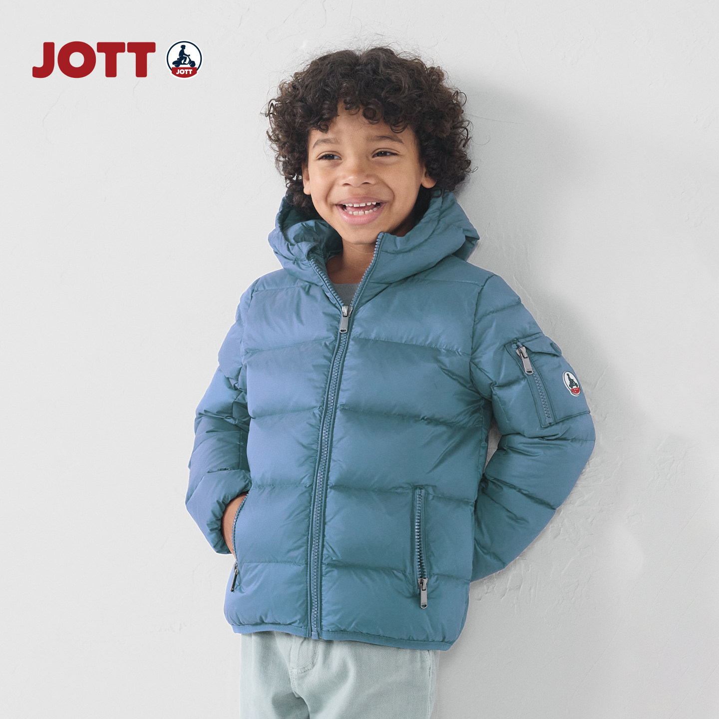 JOTT/儿童方格连帽羽绒服 保暖健康拉链外套 男女童装秋冬新款图片