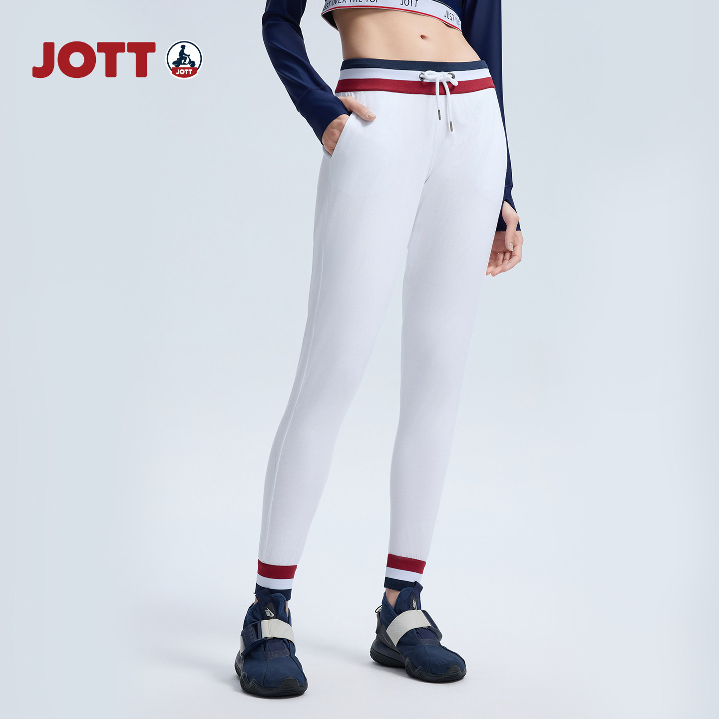 JOTT女士全棉针织长裤休闲百搭卫裤时尚简约舒适透气纯棉运动裤,女装/女士精品,卫裤,淘宝优惠券,粉丝福利购,淘宝优惠卷