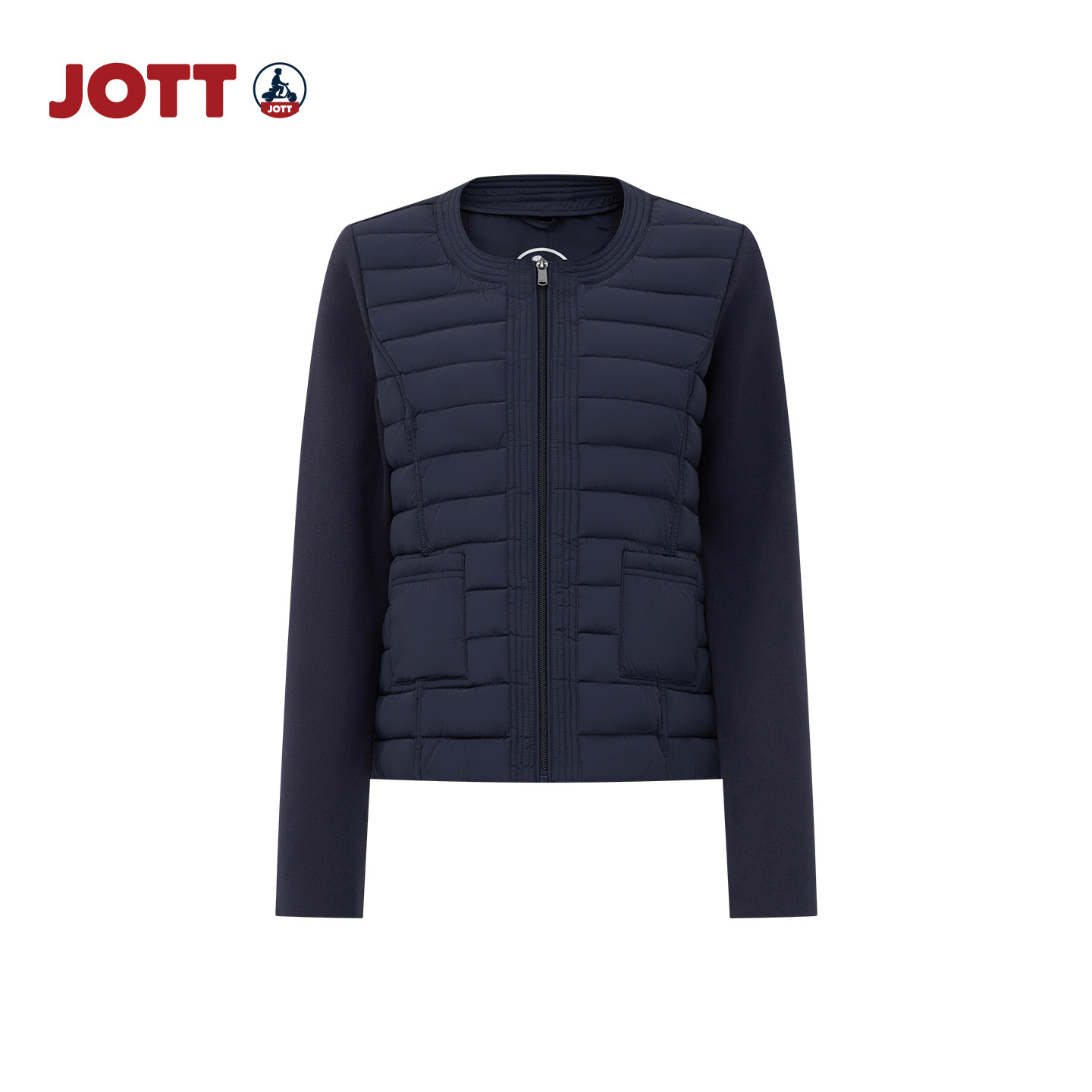 【商场同款】JOTT短款棉服女士简约修身U领棉衣冬季外套J0941201
