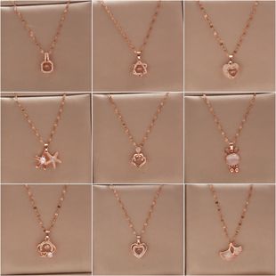 钛钢不掉色玫瑰金钥匙福锁猫眼石项链女韩版简约时尚女友礼物夜市