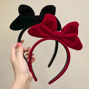 红色大蝴蝶结发箍女新年发饰高级感发卡头饰丝绒可爱头箍在逃公主