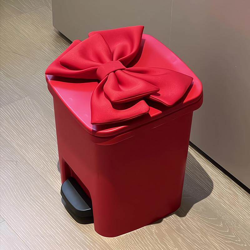 可爱垃圾桶踩踏房间高级感卧室高颜值卧室脚踩方形翻盖垃圾桶创意