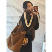 孙千同款 麂皮编织包2025新款 大容量秋冬高级感托特包单肩斜挎包