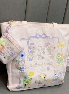 2025新款玲娜贝儿单肩包托特包大容量通勤粉色帆布包学生上课背包