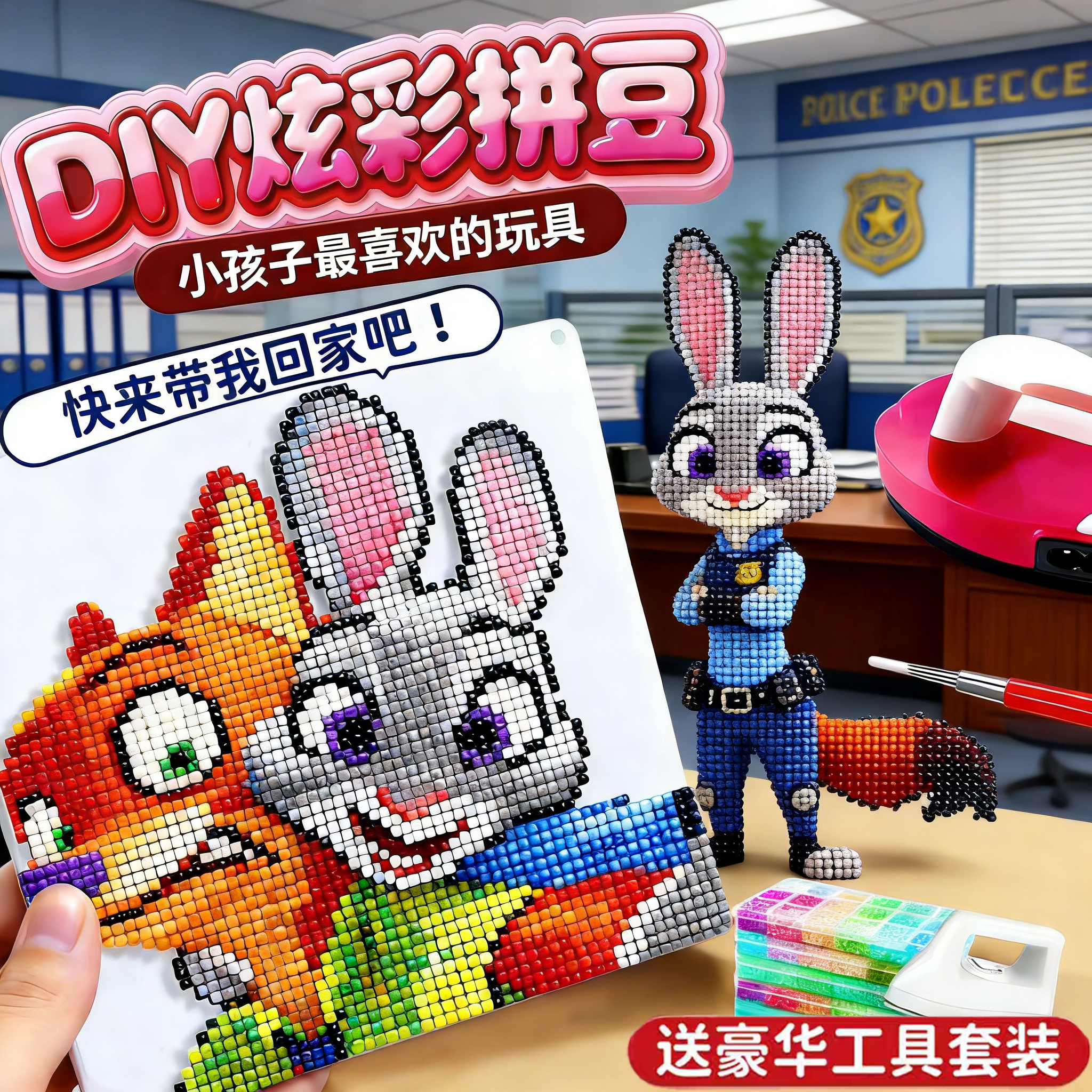 拼豆豆儿童手工DIY玩具材料包全套装工具专业熨斗拼豆笔补充包61,玩具/童车/益智/积木/模型,拼豆/拼豆工具,淘宝优惠券,粉丝福利购,淘宝优惠卷