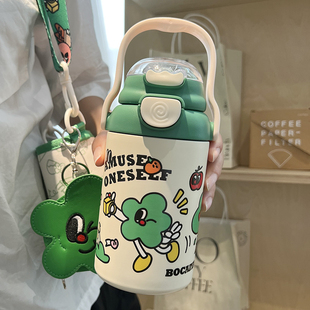 保温杯女生吸管杯2023新款学生大容量家用316暖水壶儿童可爱杯子