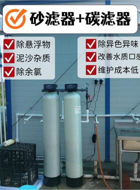 2吨泥沙过滤器碳过滤装置去除铁锈胶体异色异味活性炭过滤器厂家