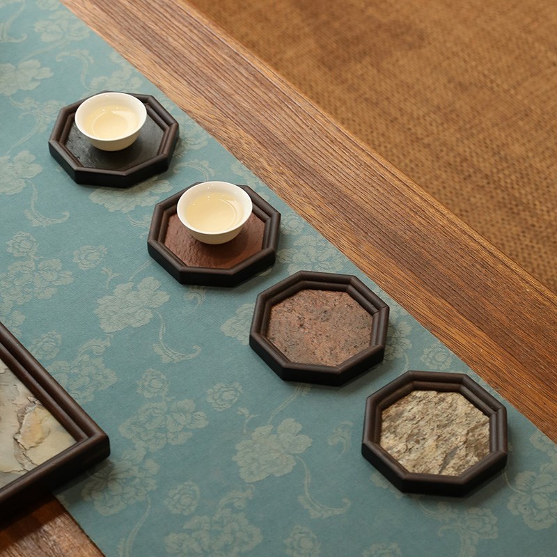 竹木黑檀木岩石杯垫天然竹壶承杯托茶艺表演功夫茶道零