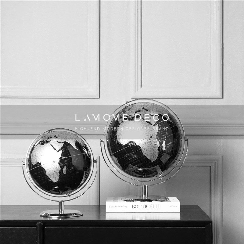 简约黑金银地球仪装饰品创意欧式室桌面书房客厅摆设,家居饰品,装饰摆件,淘宝优惠券,粉丝福利购,淘宝优惠卷