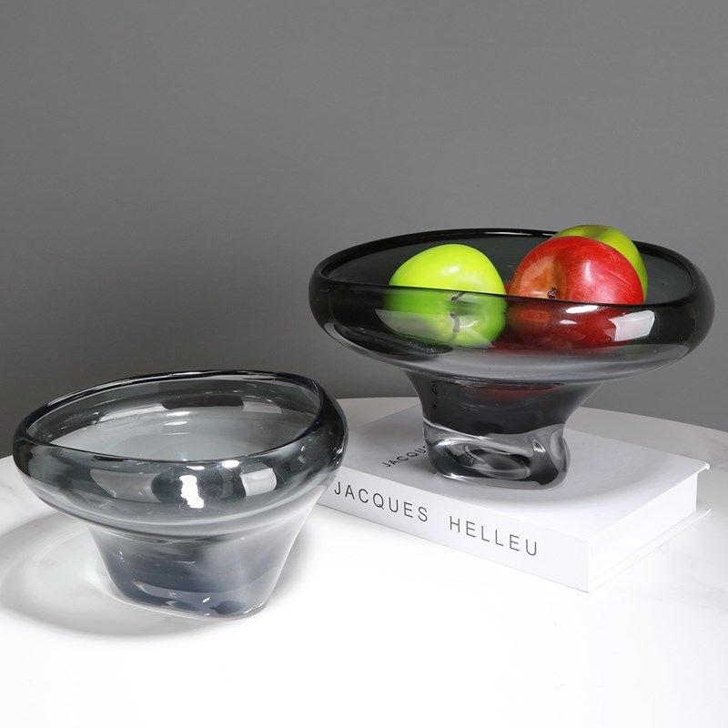 现代烟灰色琉璃三角形果盘客厅茶几样板间软装桌面收纳盘,家居饰品,果盘/果篓,淘宝优惠券,粉丝福利购,淘宝优惠卷