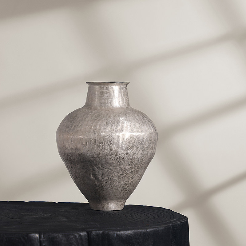 采购产品银色花瓶造,手工,日式侘侘风格,原生态培花装置,品
