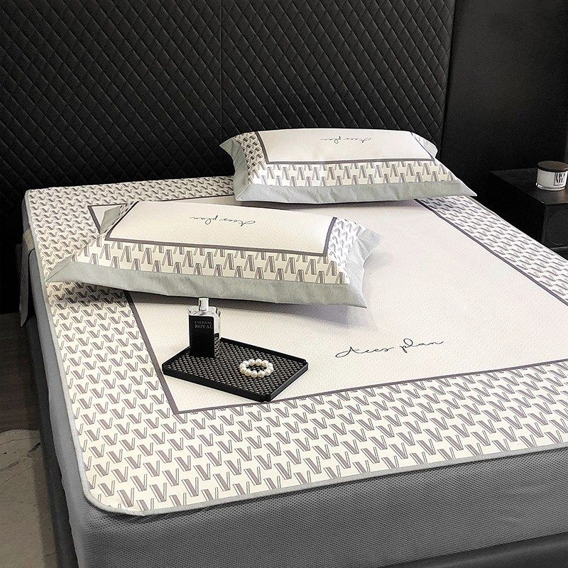 罗兰家纺类抗菌高端数码印花冰丝凉席夏季清新简约床笠款三件套,床上用品,冰丝席,淘宝优惠券,粉丝福利购,淘宝优惠卷