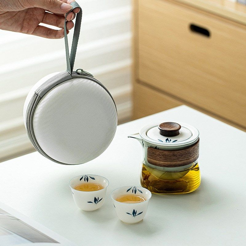 纯手绘蝴蝶兰花户外旅行茶具套装快客杯一壶二杯泡茶壶便携,餐饮具,旅行茶具,淘宝优惠券,粉丝福利购,淘宝优惠卷