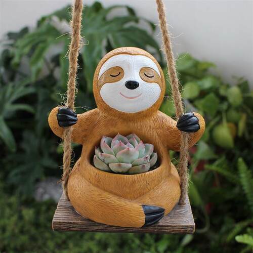 树懒秋千花盆庭院阳台树脂花园造景多肉绿植花卉盆栽