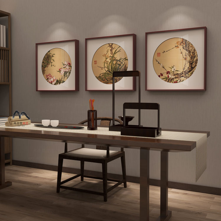 亦堂郎世宁 新中式日式工笔花鸟国画饭厅茶室书房玄关挂画
