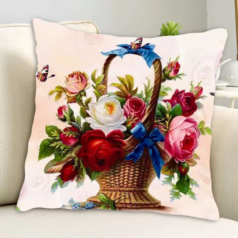 花开富贵十字绣抱枕客厅沙发靠垫手工自己绣花篮花卉刺绣枕套,居家布艺,十字绣套件,淘宝优惠券,粉丝福利购,淘宝优惠卷