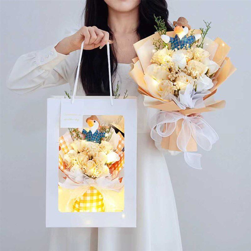 加油鸭中考励志花束向日葵香皂花毕业季送生日祝福
