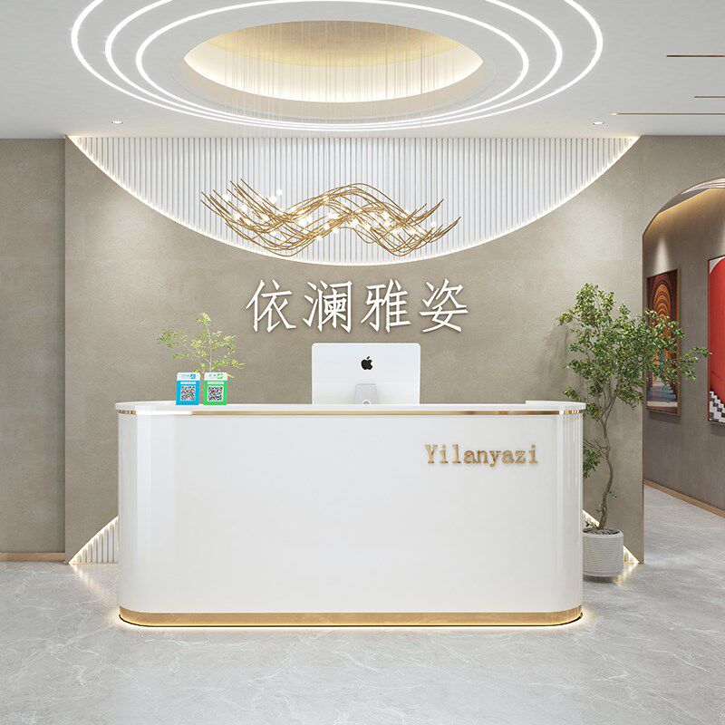 前台桌接待台美容院店铺简约现代网红潮店养生馆美发店吧台收银柜