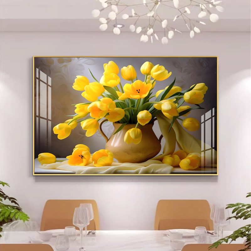 餐厅画田园花卉背景墙挂画酒店饭厅墙上画