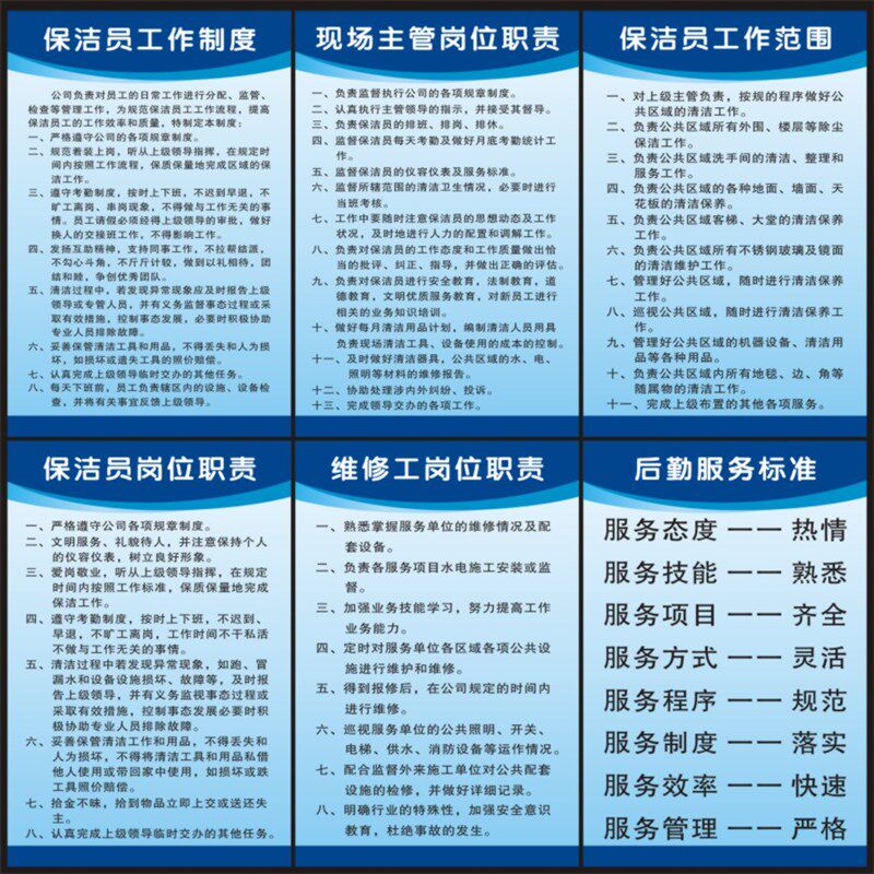 家政公司度牌 保洁服务员岗位职责公司管理度牌责任 员工守则