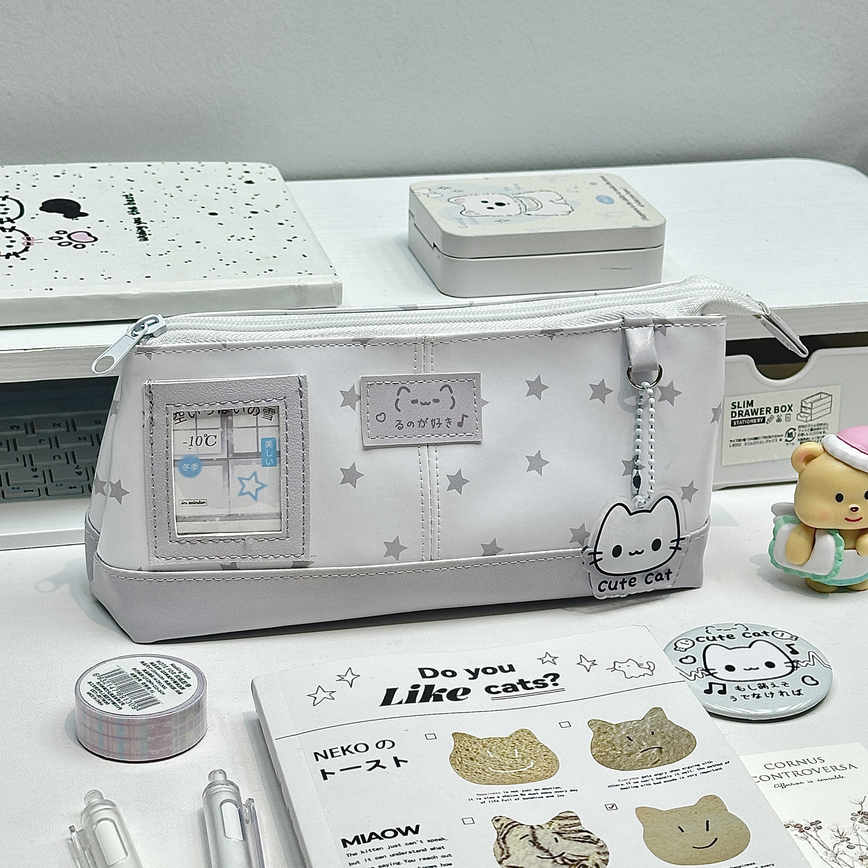 星星笔袋高颜值耐脏防水笔袋ins风学生女生铅笔文具盒小众高级感