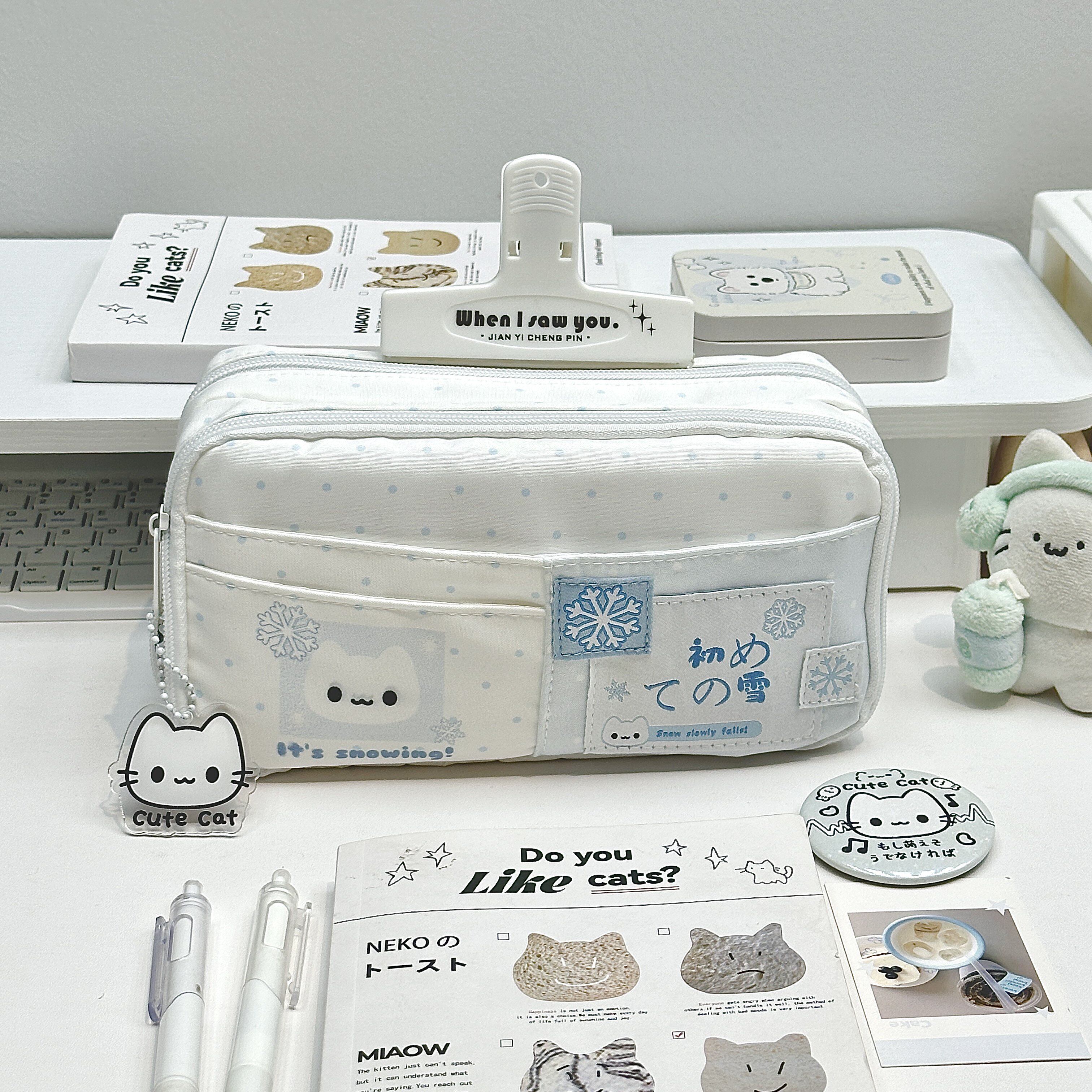 可爱初雪小猫笔袋学生女生高颜值铅笔文具盒小众不撞款2026新款