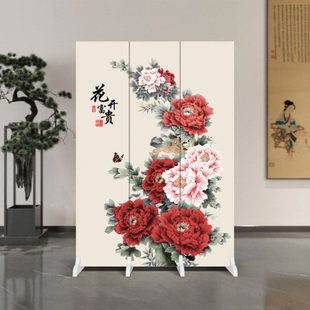 进门家用 花鸟屏风隔断墙玄关折叠移动卧室客厅遮挡简约现代新中式