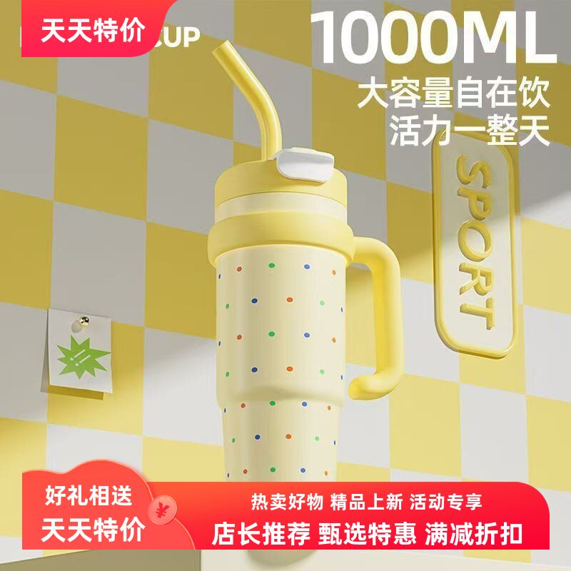 高颜值大容量吸管保温杯水杯女生