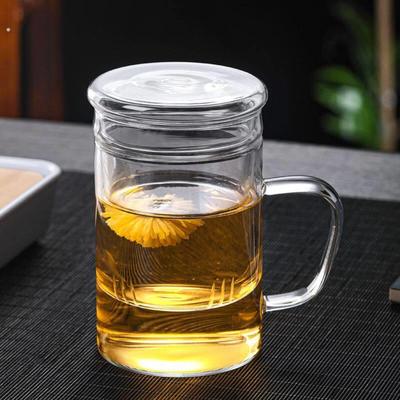 双层玻璃杯把手隔热高档男士水杯大容量杯泡茶杯子便携茶水分离