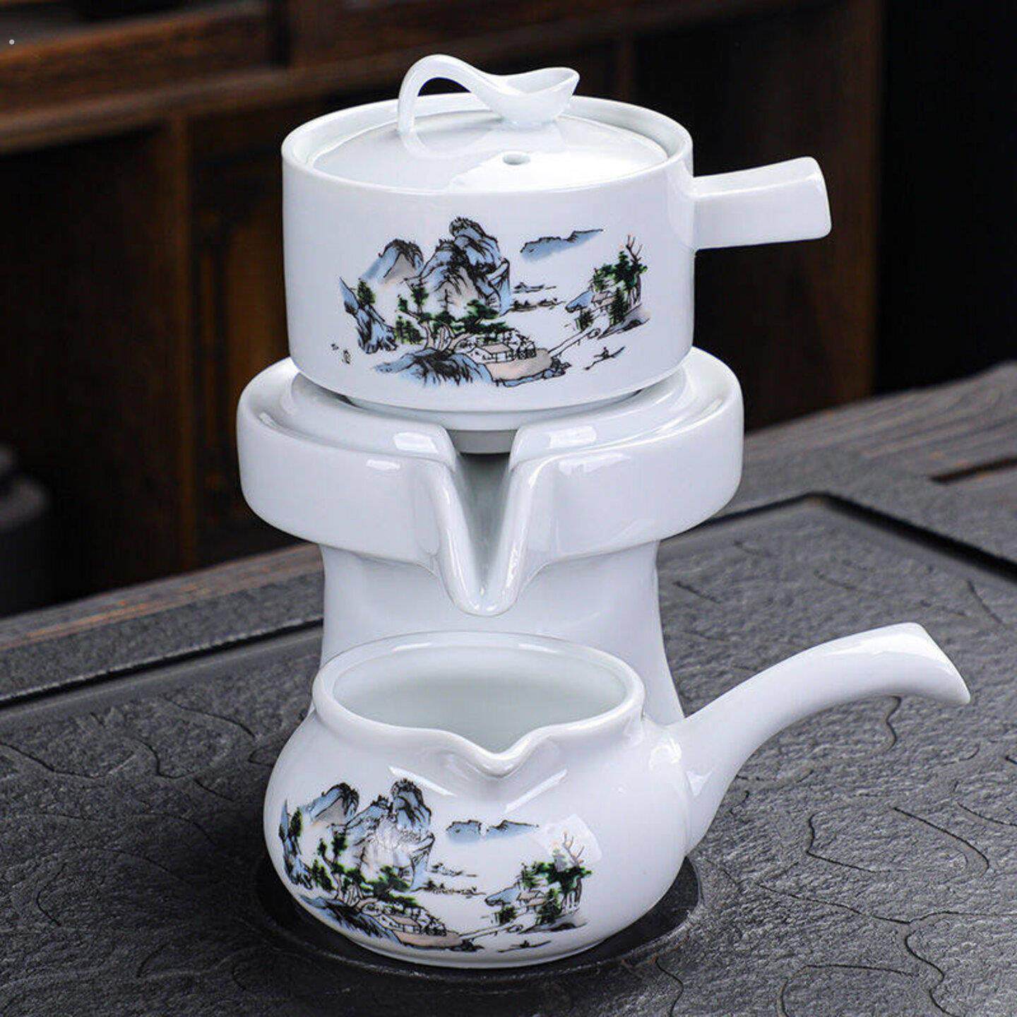 懒人半全自动创意石磨旋转出水功夫泡茶器茶具套组家用陶瓷茶壶