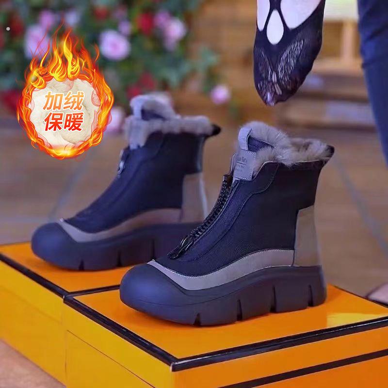 【下单立减50元】冬季棉鞋女厚底舒适轻便拉链款女鞋日常保暖女靴