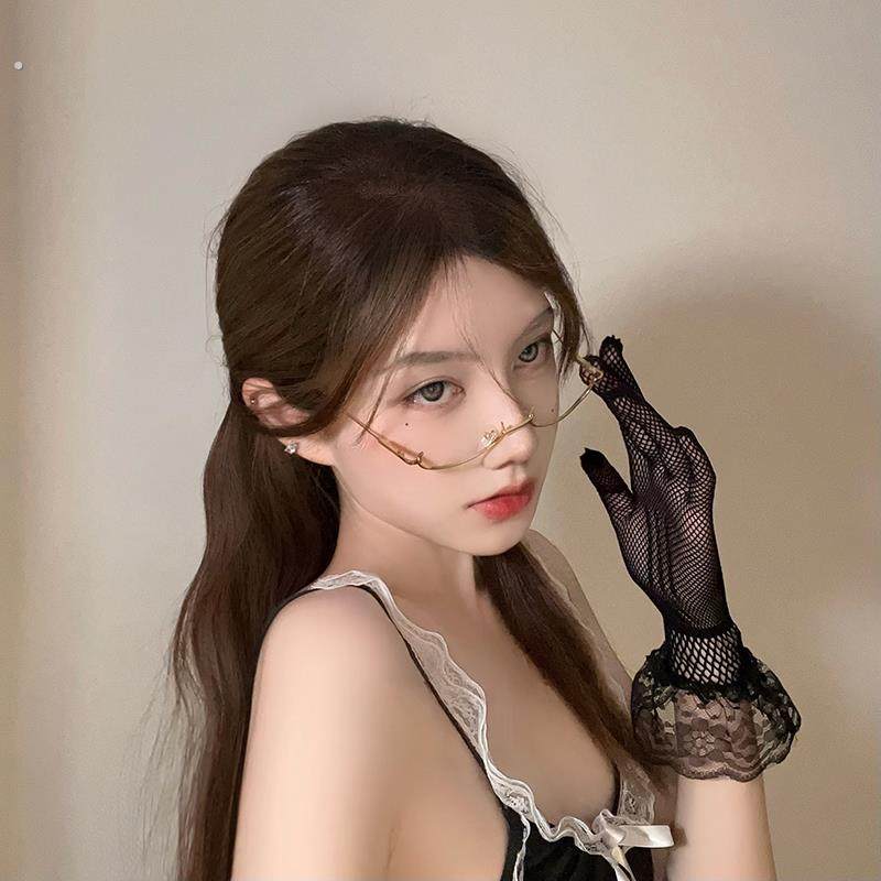网红纯欲风无镜片眼镜框装饰御姐秘书下半框眼镜架直播摆拍照道具