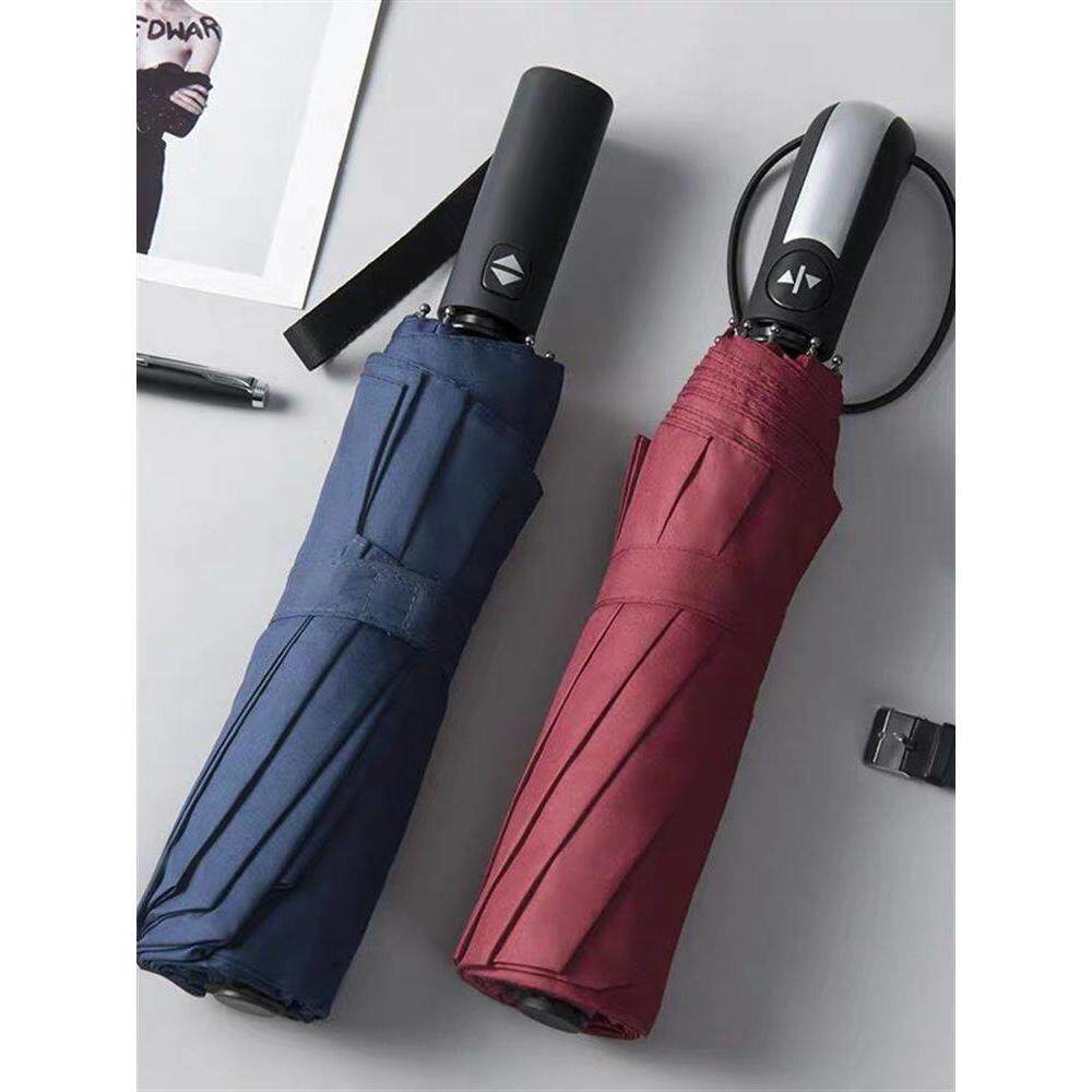 新款十骨全自动抗风大号加固折叠晴雨两用男女士商务黑胶简约雨伞