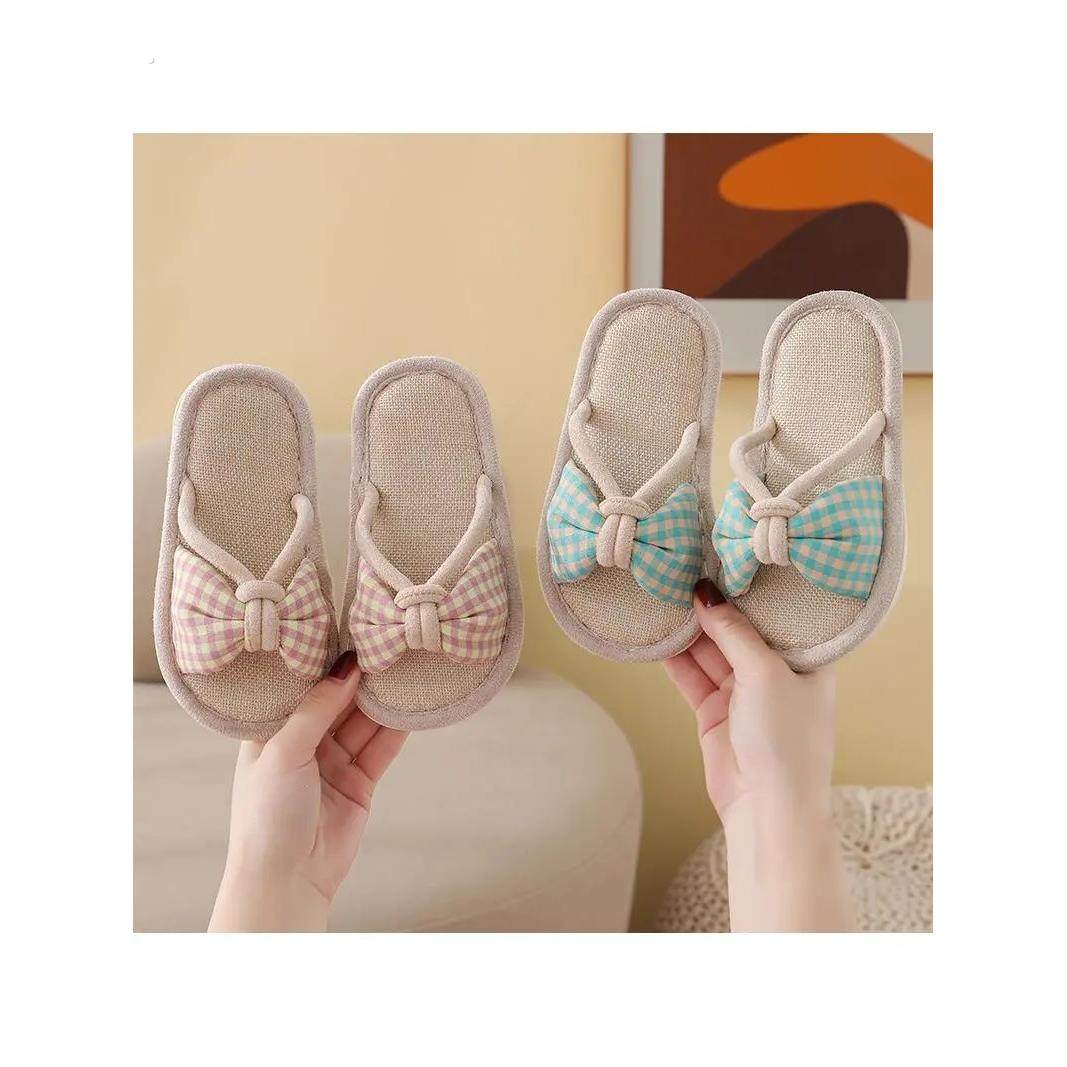 夏季儿童拖鞋亚麻透气四季女孩可爱室内家居防滑棉麻拖鞋宝宝凉拖