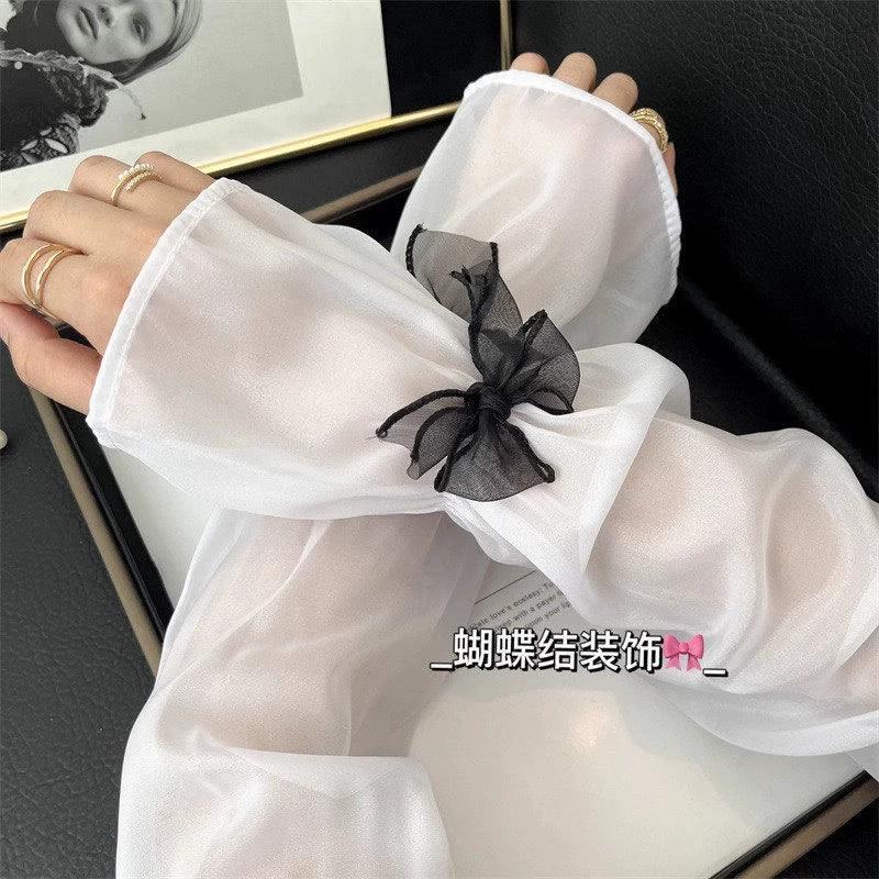 冰丝套女2025新款蝴蝶结夏季手袖防紫外线手套宽仙女风