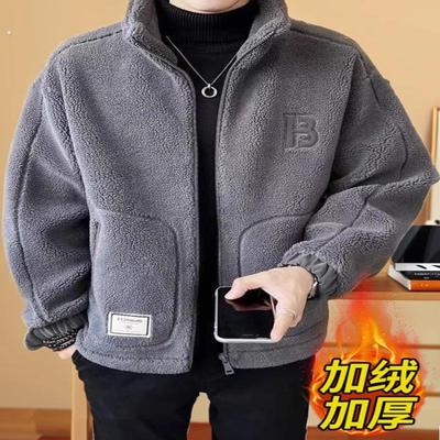 2025新款韩版男款羊羔绒棉衣加绒加厚外套秋冬季男女生体闲棉服潮