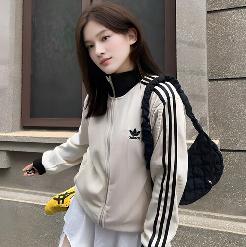 阿迪达斯三叶草女款华夫格夹克
