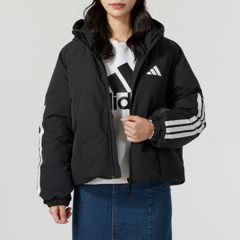 耶运动阿迪达斯冬季情侣款运动服羽绒服连帽鸭绒宽松休闲户外外套