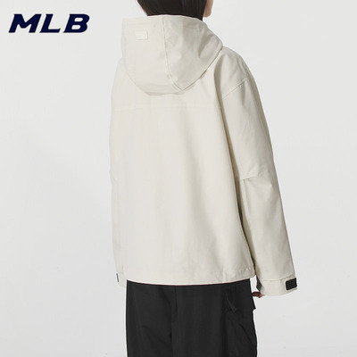 MLB官方梭织外套男女秋季NY防风防泼水连帽运动夹克3AWJB0154