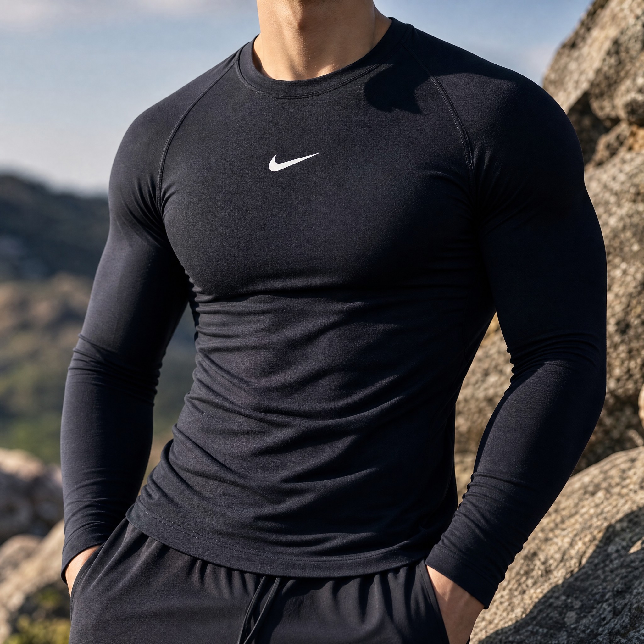 耶运动NIKE耐克紧身衣男士秋季速干长袖健身衣训练服足球跑步运动