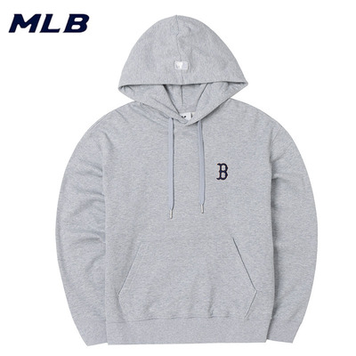 MLB卫衣男女同款新款麻灰色时尚连帽运动套头休闲服3AHDM0144