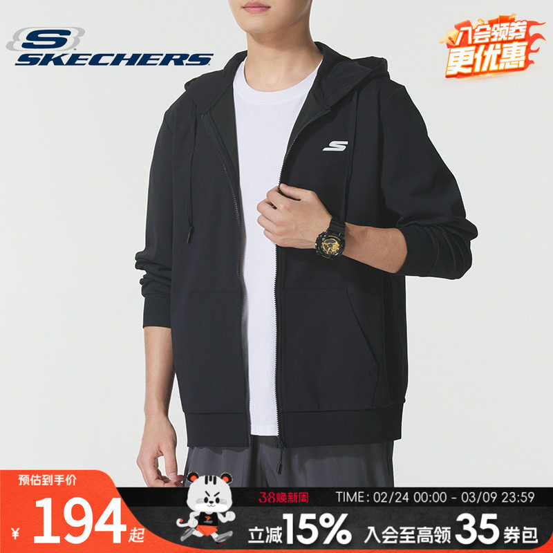 斯凯奇（Skechers）男装女装 新款秋季情侣针织连帽外套运动服时