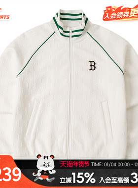 MLB针织外套男装女装官方正品新款暗纹老花拉链休闲夹克3ATRM0344