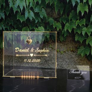 饰盒抽奖箱 磨砂透明压克力婚礼卡盒带锁可拆卸理钱盒结婚礼品装