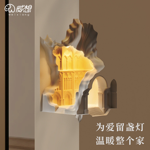 圣母院石膏壁灯嵌入式 走廊墙角转角灯内嵌预埋氛围感应灯壁龛灯
