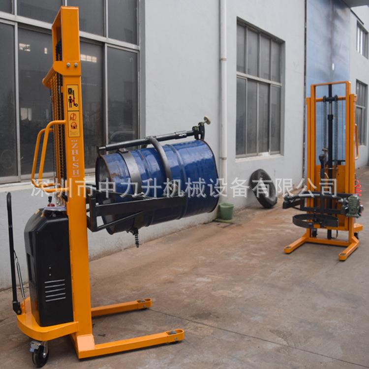 双门架半电动油桶堆高车电动防爆翻转油桶车气动油桶升高车