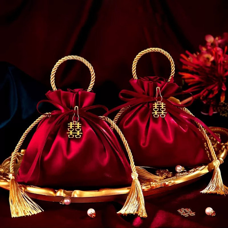 结婚喜糖盒网红糖果袋欧式伴手礼糖果盒子束口收缩喜糖袋装糖袋子