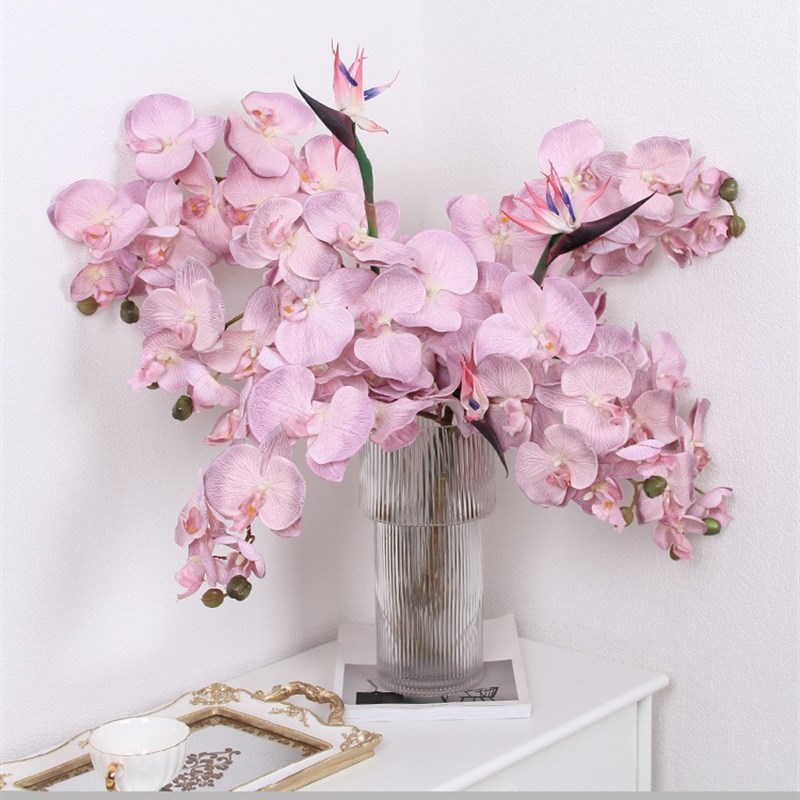 欧式仿真花 中式油画淡紫色蝴蝶兰花 家居客厅样板房装饰花假花图片